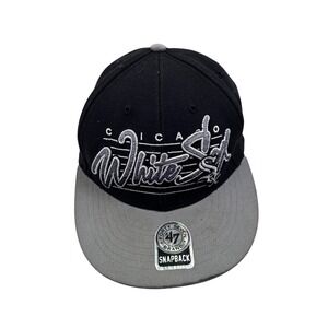 '47 Brand Chicago White Sox Hat OSFM Black Grey Snapback MLB Mens‎